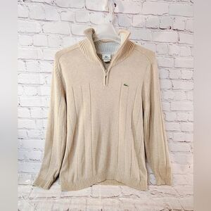 Lacoste Men's Vintage Sweater Zip Up XL Shawl Neck Tennis Golf Ribbed Knit Acade